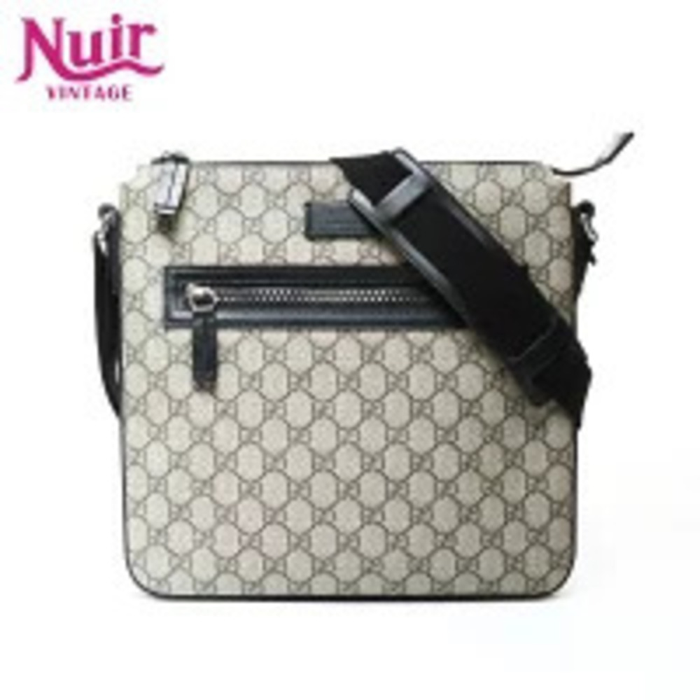 Gucci GG Supreme Black Shoulder Bag Beige